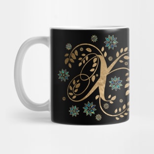 Luxury Golden Calligraphy Monogram with letter X Mug